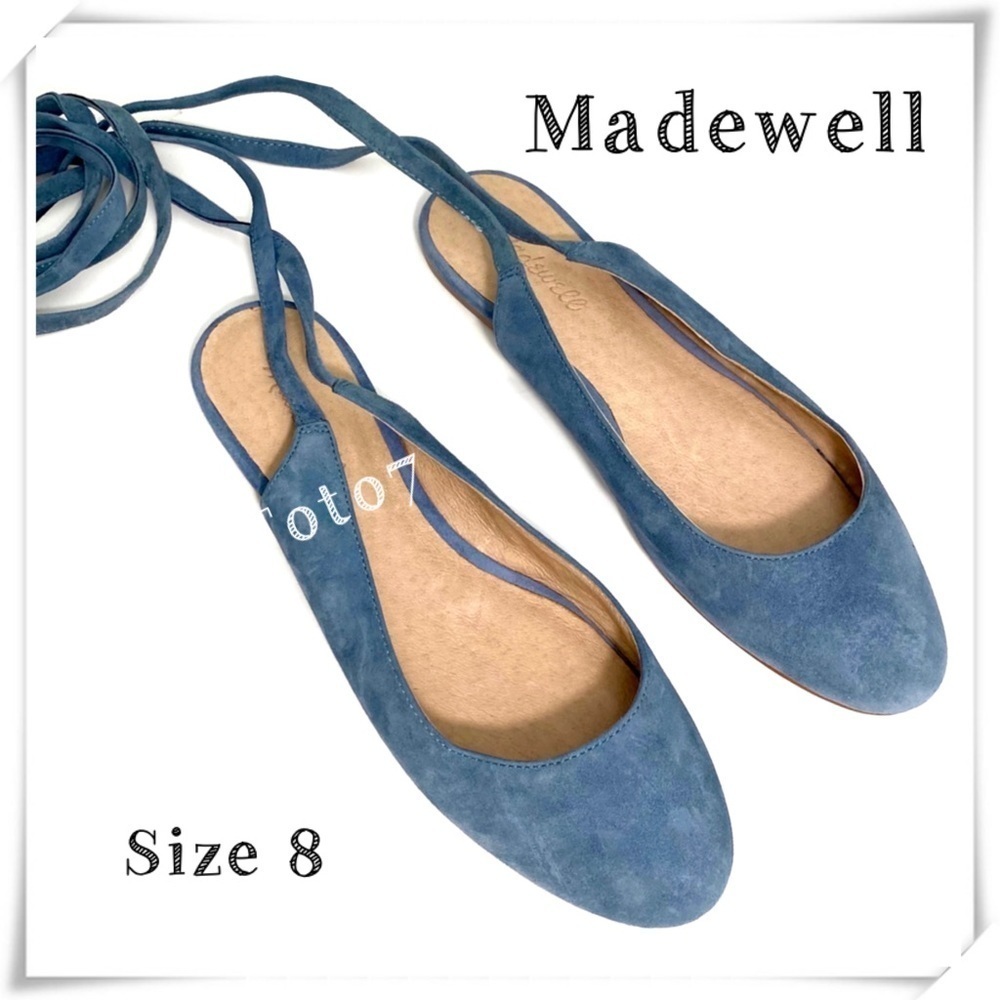 MADEWELL The April Ankle-Wrap Suede
Ballet Flats In Teal Blue Size 8 Style G1977
